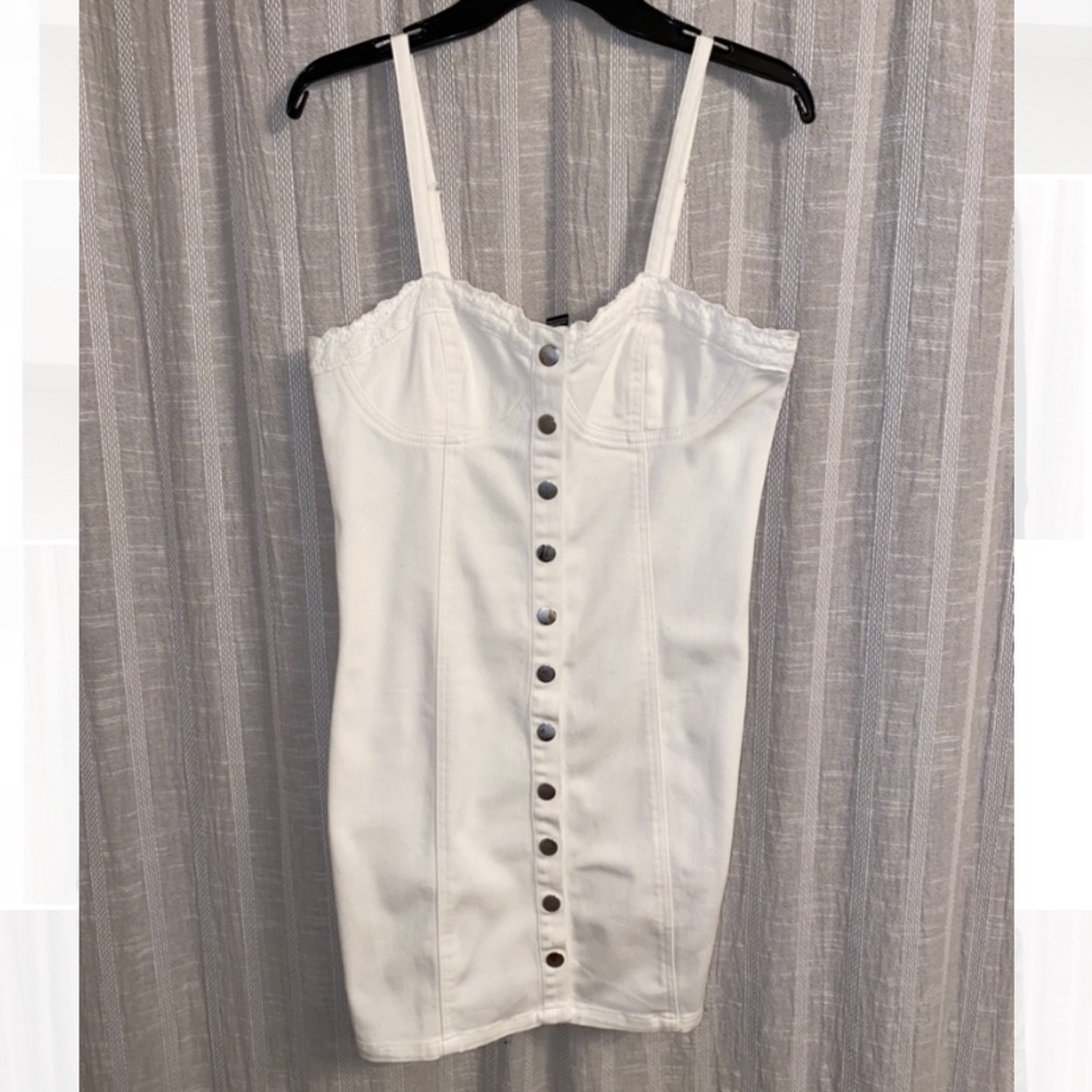 Forever 21 Button Up Dress White Large